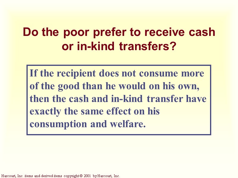 Do the poor prefer to receive cash or in-kind transfers? If the recipient does Do the poor prefer to receive cash or in-kind transfers? If the recipient does